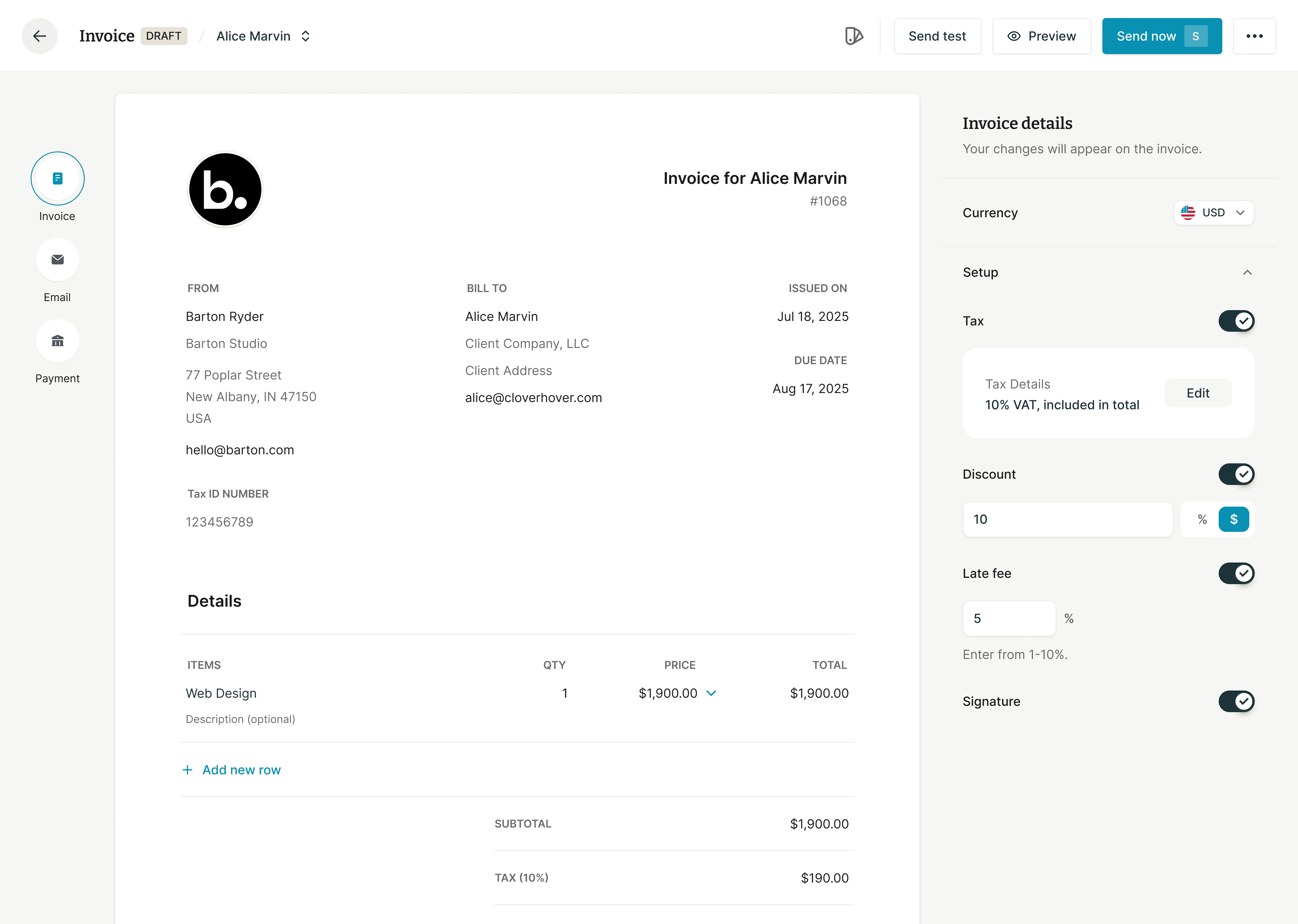 Create & send an invoice